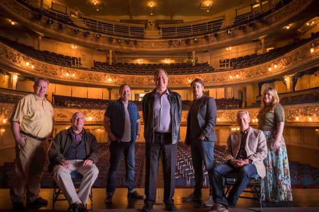 Poulton Drama cast members from left: Anthony Henry (Bottom), Ian Rowe (Snug), Garry Houghton (Flute), Tony Stone (Amateur Director), Huw Rose (Snout), Roger Lloyd-Jones  (Starveling) and Catherine Lloyd (Quince)  at the Grand