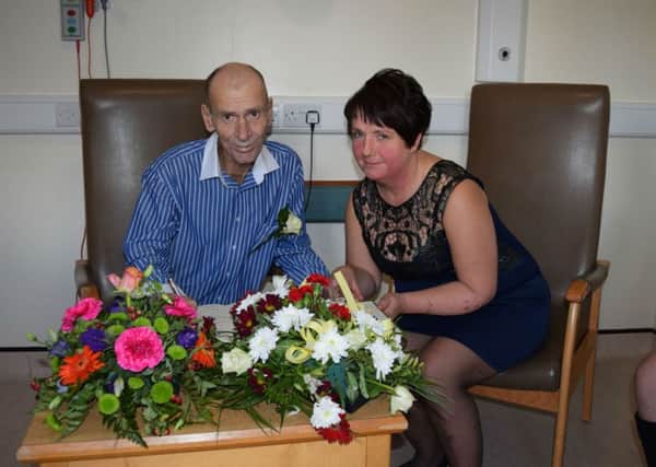 Jane and Steve Cottam at their wedding at St Catherines Hospice.
