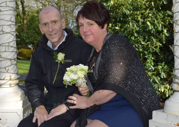 Jane and Steve Cottam at their wedding at St Catherine's Hospice.
Steve, 52, who had stomach cancer, died just over a week later