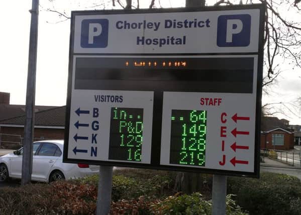 Chorley Hospital car park electronic sign