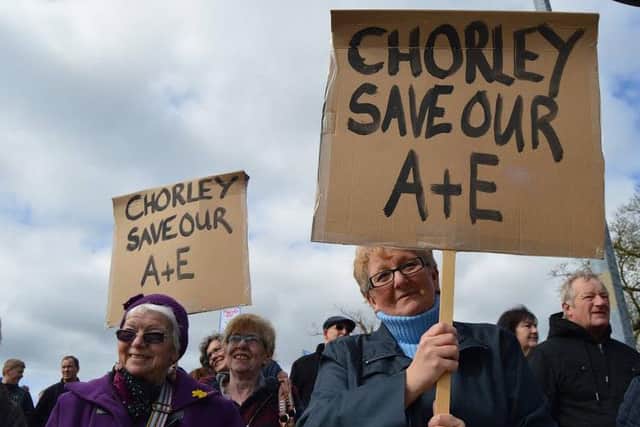 Protestors outside Chorley A&E. Picture by Mick Ellison