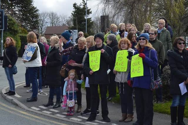 Protestors outside Chorley A&E. Picture by Mick Ellison
