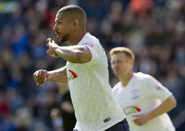 Jermaine Beckford celebrates giving PNE the lead