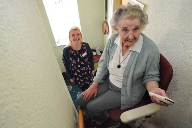 Pharmacy worker Rachel Shannon was so upset when she visited 88 year-old Ruth Riley's home in Walton-le-Dale and saw her struggling up the stairs that she started an appeal for a stairlift, which has now been installed.