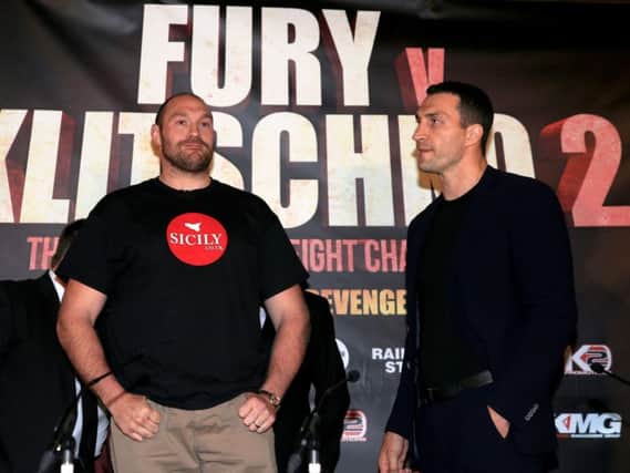 Tyson Fury and Wladimir Klitschko met yesterday in Manchester
