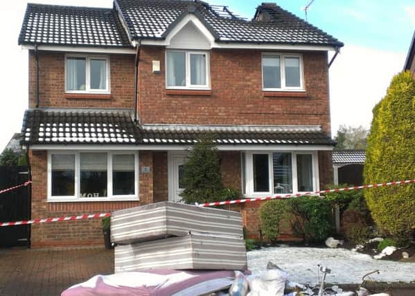 The damage caused by lightning in Lingmoor Close, Hawkley Hall