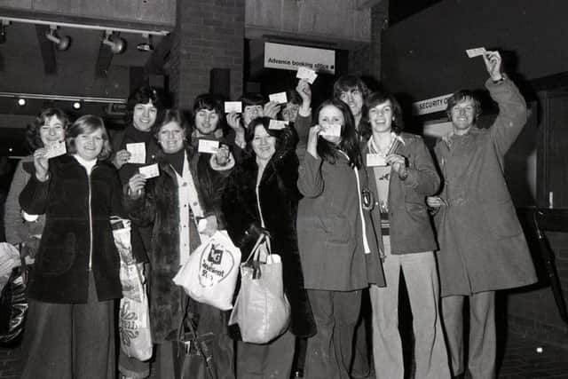 Successful Elton John fans with their tickets for  his Preston Guild Hall concert in 1976