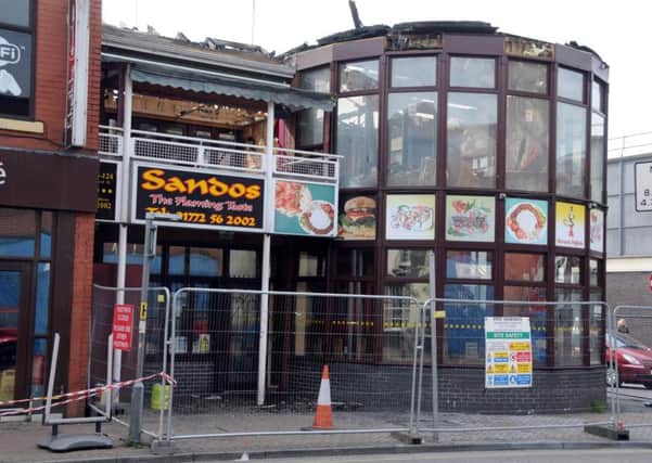 DESTROYED: Sandos takeaway on Church Street Preston, the day after the huge fire