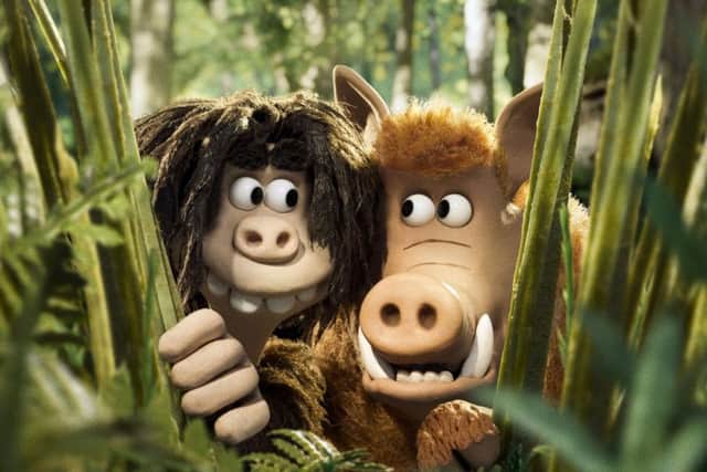 Dug and Hognob in a prehistoric comedy adventure movie Early Man