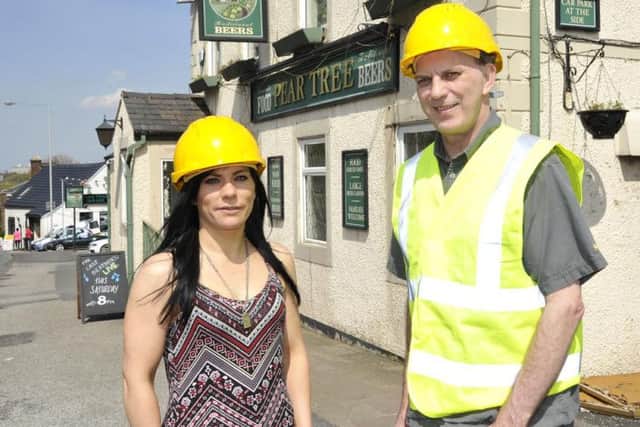 Tim Hughes and Sarah Moy outside the Pear Tree