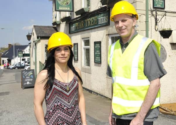 Tim Hughes and Sarah Moy outside the Pear Tree