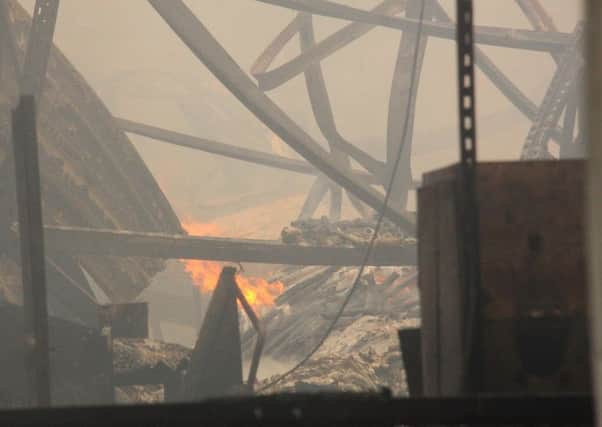 Inside the burning factory at Walton Summit