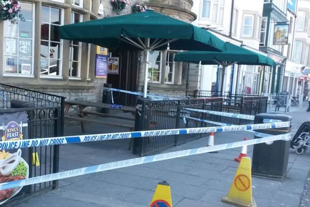 Police cordoned off the scene following the incident at Kings Arms, Morecambe.