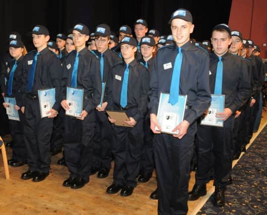 Lancashire Constabulary Volunteer Police Cadets from Preston at their Attestation Ceremony at Blackburn's King George's Hall.