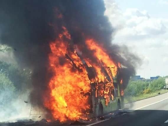 The coach burst into flames on the M6