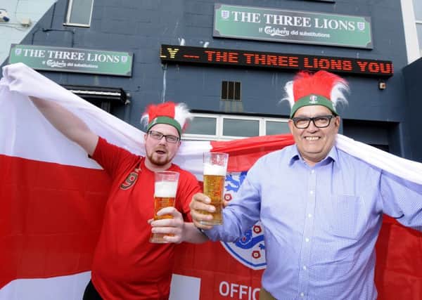 Sean Bowd and Dave Daly from the Castle pub on Central Drive, Blackpool, which is being renamed The Three Lions for Euro 2016