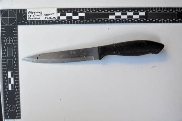 The knife Hugh Cushnaghan used to stab Steve Whitney