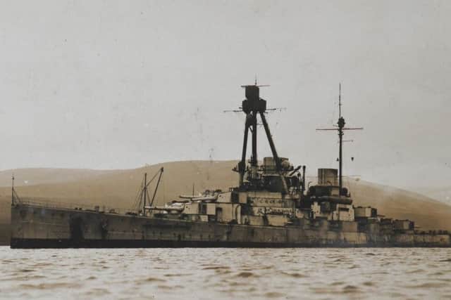 German Battle-cruiser SMS Derfflinger pictured in Scapa Flow 1919.
