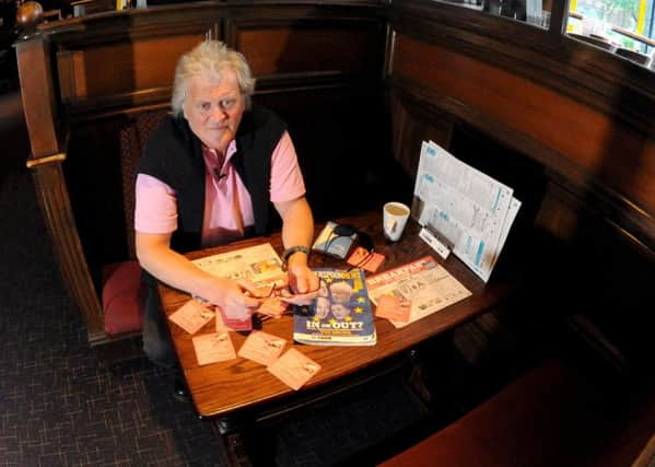 Wetherspoon chairman Tim Martin on the Brexit campaign trail in the Grey Friar pub in Preston