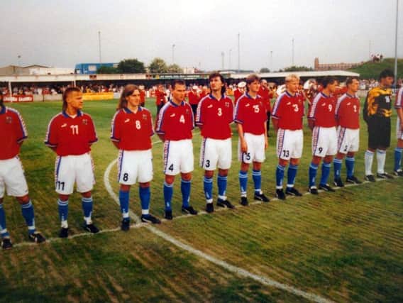 Czech Republic team for their match against Bamber Bridge at the non league side's at Irongate home in 1996