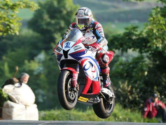 John McGuinness in action during the Supersport race. Picture: Stephen Davison  Pacemaker Press International