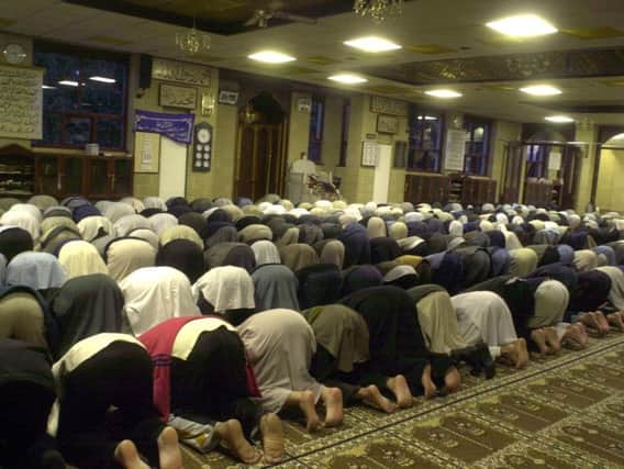 Muslims praying at the Jaamiah Mosque in Frenchwood, Preston, during Ramadan