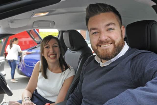 Alex Brooker visits students at UClan to promote the Shell Eco marathon.  He is pictured with reporter Sarah Carter.