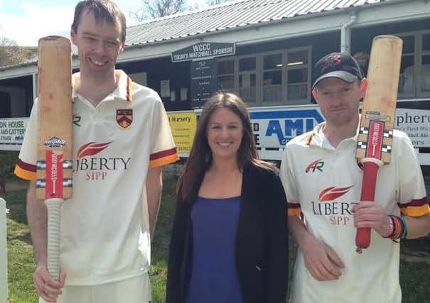 Dave Smith and Ross Dixon model the new kit alongside Sally Williams from Liberty SIPP