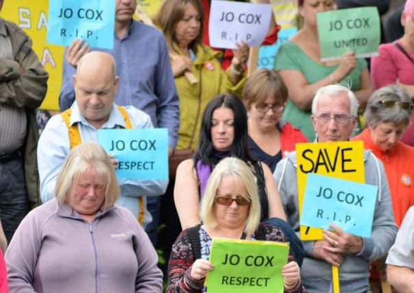 Protestors against the closure of Chorley and South Ribble Hospital A&E held a minutes silence to remember MP Jo Cox who was murdered in her Yorkshire constituency last week.