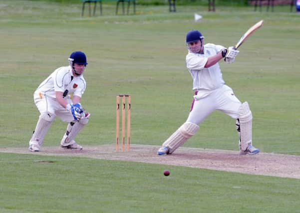 PHOTO. KEVIN McGUINNESS.
Leyland batsman Andrew Makinson in action at Chorley