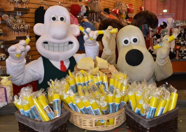 Wallace and Gromit with cheese-flavoured Moon Rock
at Blackpool Pleasure Beach