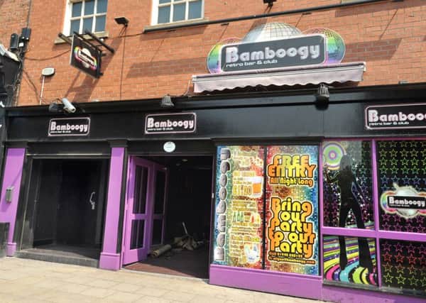 Exterior of Bamboogy retro bar and club, King Street, Wigan