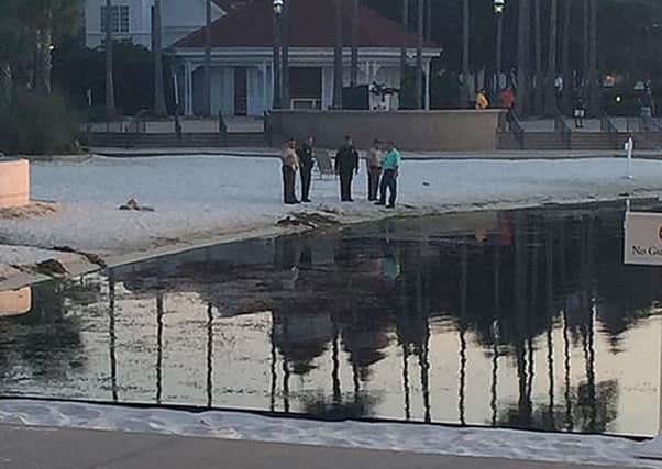 Scene near Disney's Grand Floridian Resort & Spa in Orlando, USA, after a two-year-old boy was dragged into the water by an alligator. Photo: Katherine White Popp/PA Wire