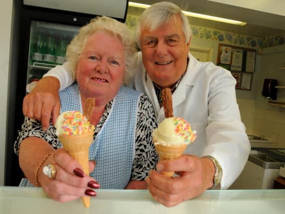 Lynda and Ken Clegg, at Dairy Shop, Leyland