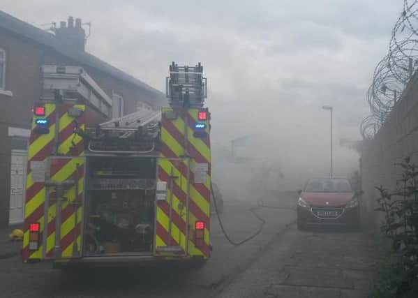Caravan on fire in Alston Street, Ribbleton, Preston. Picture by Sreeni Reddy