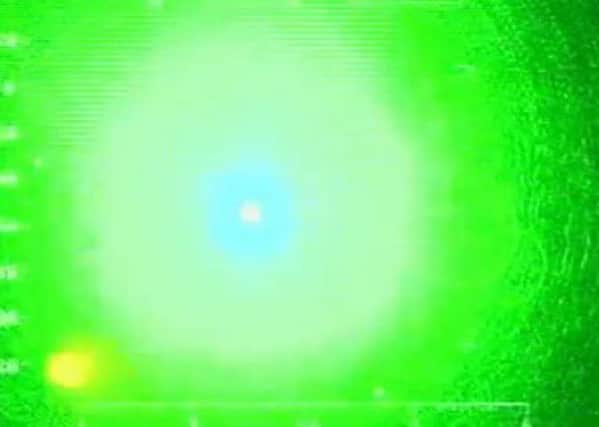 The view from the police helicopter as a man shone a laser at the pilots
Picture: National Police Air Service Warton, Lancashire