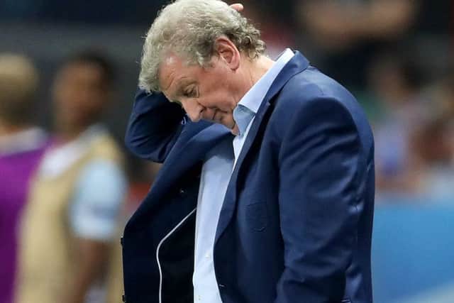 Roy Hodgson during England's defeat to Iceland : photo by Owen Humphreys/PA Wire.