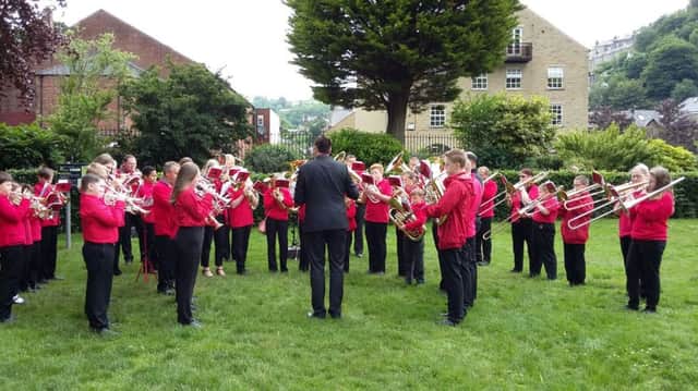 Red Admiral Music Academy from Mawdesley rehearsing ahead of their set in the  Hebden Bridge Hymn and March Contest