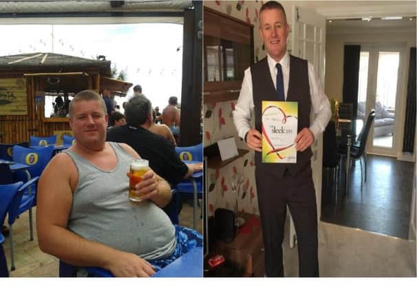 Gavin Preston, from Walton-le-Dale, lost six stones in weight to take part in a sponsored sky dive for St Catherine's Hospice, in memory of his mum
