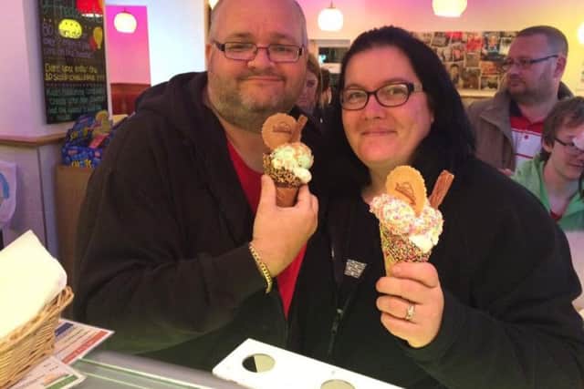 Midnight customers at Fredericks Ice Cream parlour, in Chorley, which celebrated the 80th birthday of the family-run business by seleling 80 ice cream flavouers without closing for 80 hours.