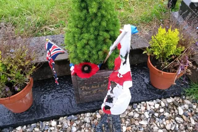 Damage to a soldier's grave at Gidlow cemetery