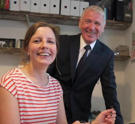 Interior designer Sarah Pickard, 32, with Coun Phil Smith