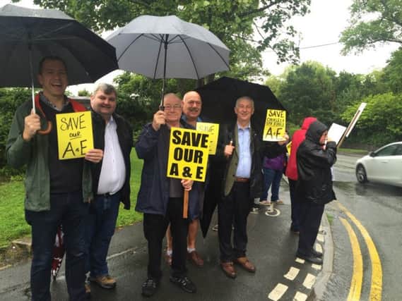 Protestors outside Chorley and South Ribble Hospital. Photo: Lindsay Hoyle