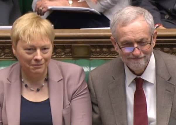 Labour MP Angela Eagle with Jeremy Corbyn, who she has challenged for leadership of the Labour Party
