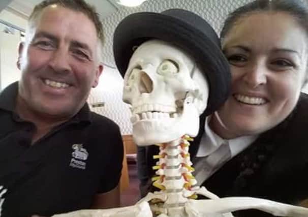 Pictures of a skeleton at Preston Crematorium posted on social media, along with Angela Riding and a Preston Council worker