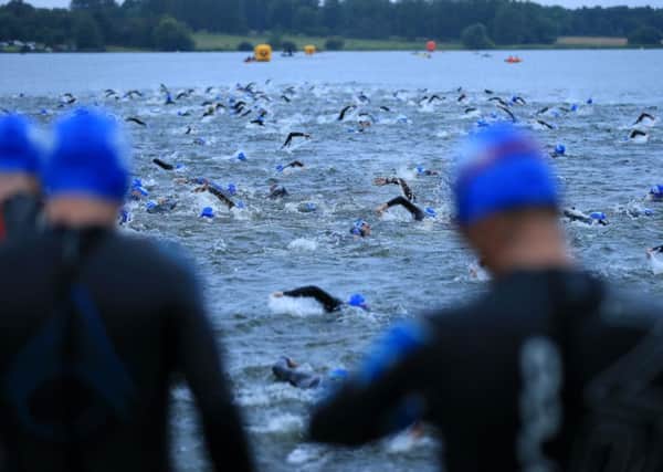 Athletes prepare for the swim during the Ironman UK event last year