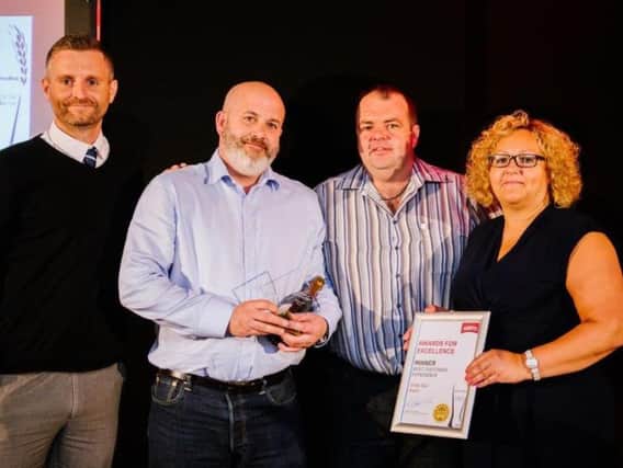 Colmb Holmes from Regal Leisure (who sponsored the award), Alex Coward, tenant at the White Bull, Mark Wilkinson, Head Chef, and Louise Watson, customer contact manager at Daniel Thwaites
