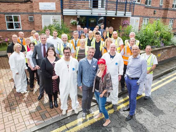 Representatives from Places for People, Keepmoat and Novus Property Solutions who took part in this weeks 40,000 renovation of Mill Bank Wellbeing Centre, Preston