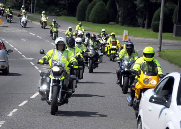 Bikers process to Preston Crematorium for the funeral of North West Blood Bikes member Marcel Falloon