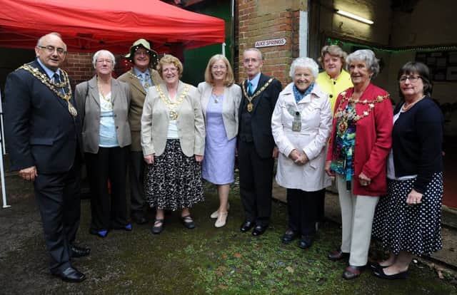 Councillor Woollard and Consort Alistair Woollard (fourth and third left) with mayoral parties from Rossendale, Chorley and Ribble Valley